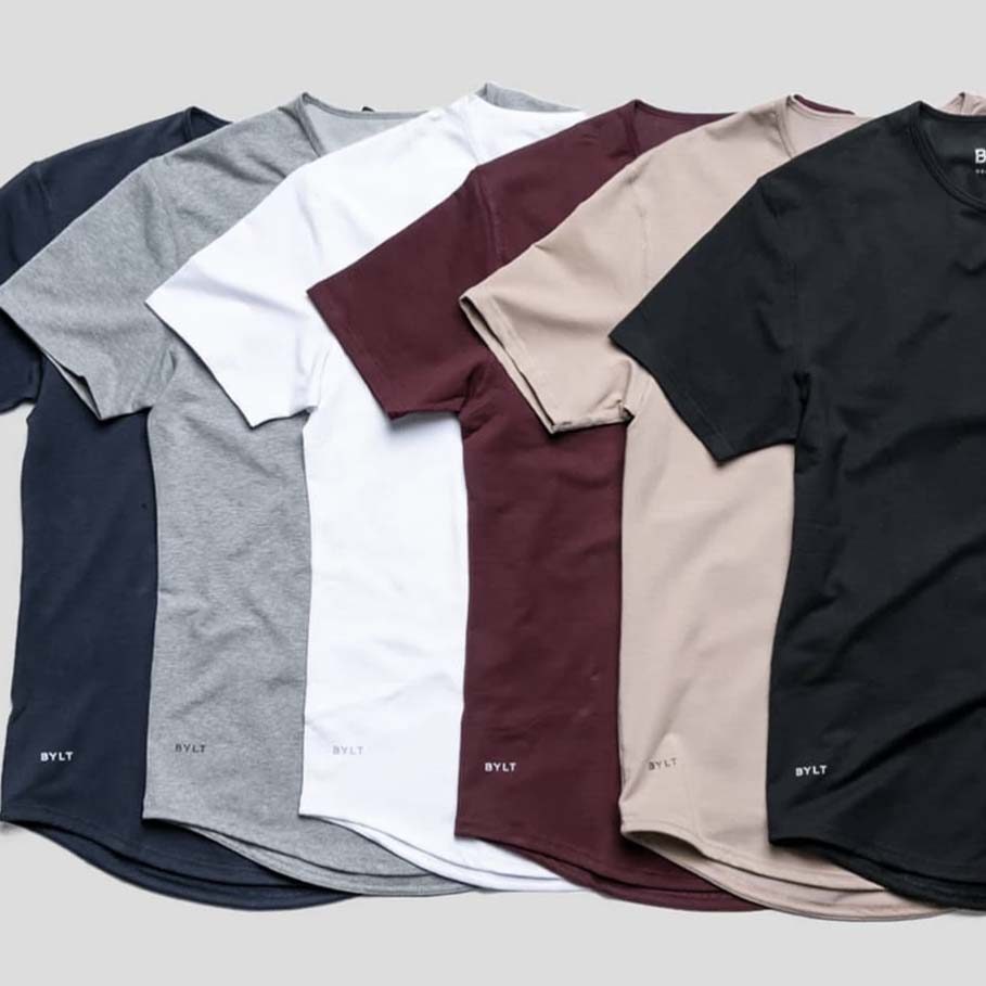 BYLT tees laid out in six colors